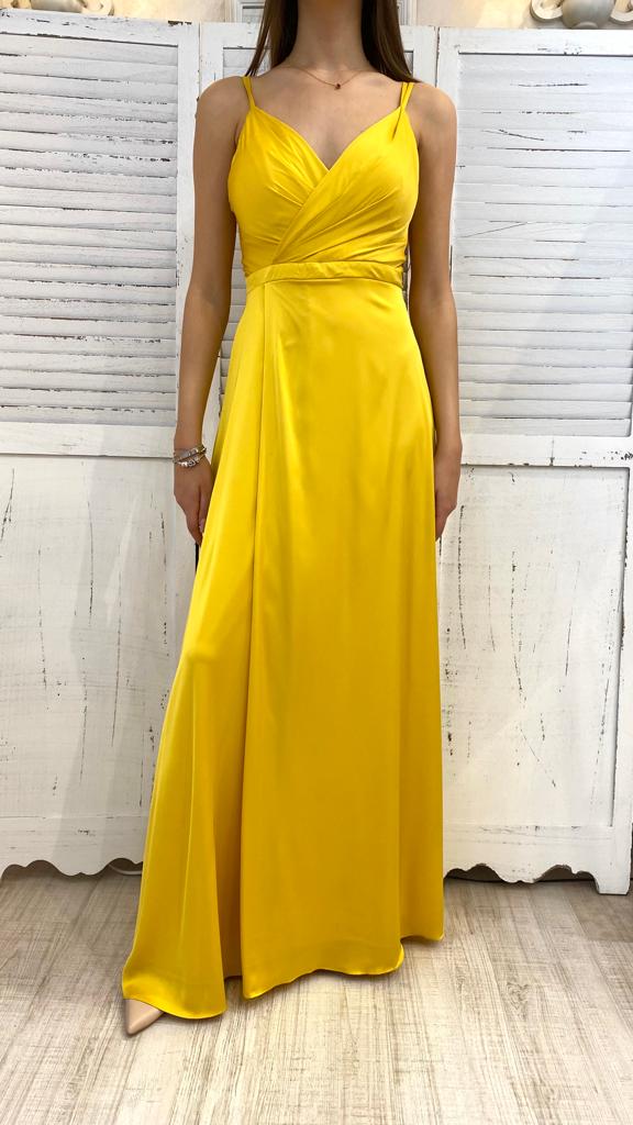 Senape Abito Lungo Giallo Cerimonia Abito Lungo Giallo Cerimonia