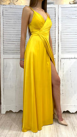 Abito Satinato Giallo by Via Montenapoleone