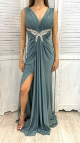 Abito Drappeggiato con Dettaglio Gioiello by ViaMontenapoleone