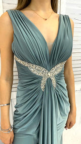 Abito Drappeggiato con Dettaglio Gioiello by ViaMontenapoleone