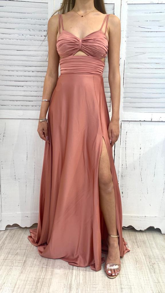 Vestiti Eleganti Cannella Tailleur Abito Satinato Cannella By Via