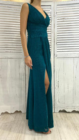 Abito Glitterato Drappeggiato con Spacco by ViaMontenapoleone