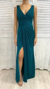 Abito Glitterato Drappeggiato con Spacco by ViaMontenapoleone