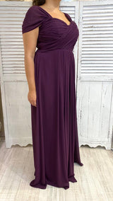 Abito Curvy con Drappeggio Incrociato Prugna by ViaMontenapoleone