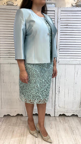 Completo Curvy Tubino Pizzo Giacchina Raso by Solo Gioie