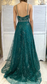 Abito Verde con Cristalli