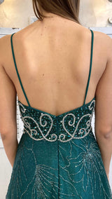 Abito Verde con Cristalli