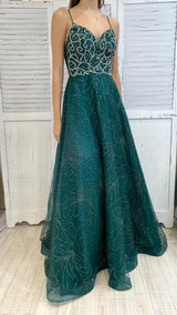 Abito Verde con Cristalli