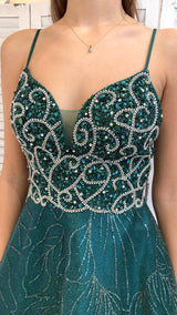 Abito Verde con Cristalli