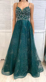Abito Verde con Cristalli