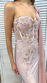 Abito Sirena Corpetto Fiori Pizzo