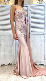 Abito Sirena Corpetto Fiori Pizzo