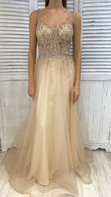 Abito Vaniglia con Corpetto Cristalli