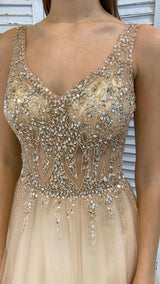 Abito Vaniglia con Corpetto Cristalli