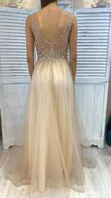 Abito Vaniglia con Corpetto Cristalli