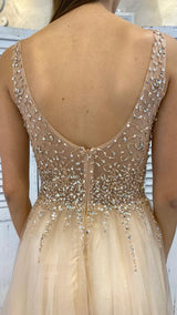 Abito Vaniglia con Corpetto Cristalli