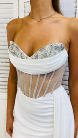 Abito a Sirena con Bustier con Cristalli