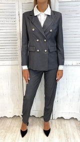 Pantalone Gessato con Riga Argento by NOsecrets