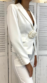 Blazer Monopetto con Rosa