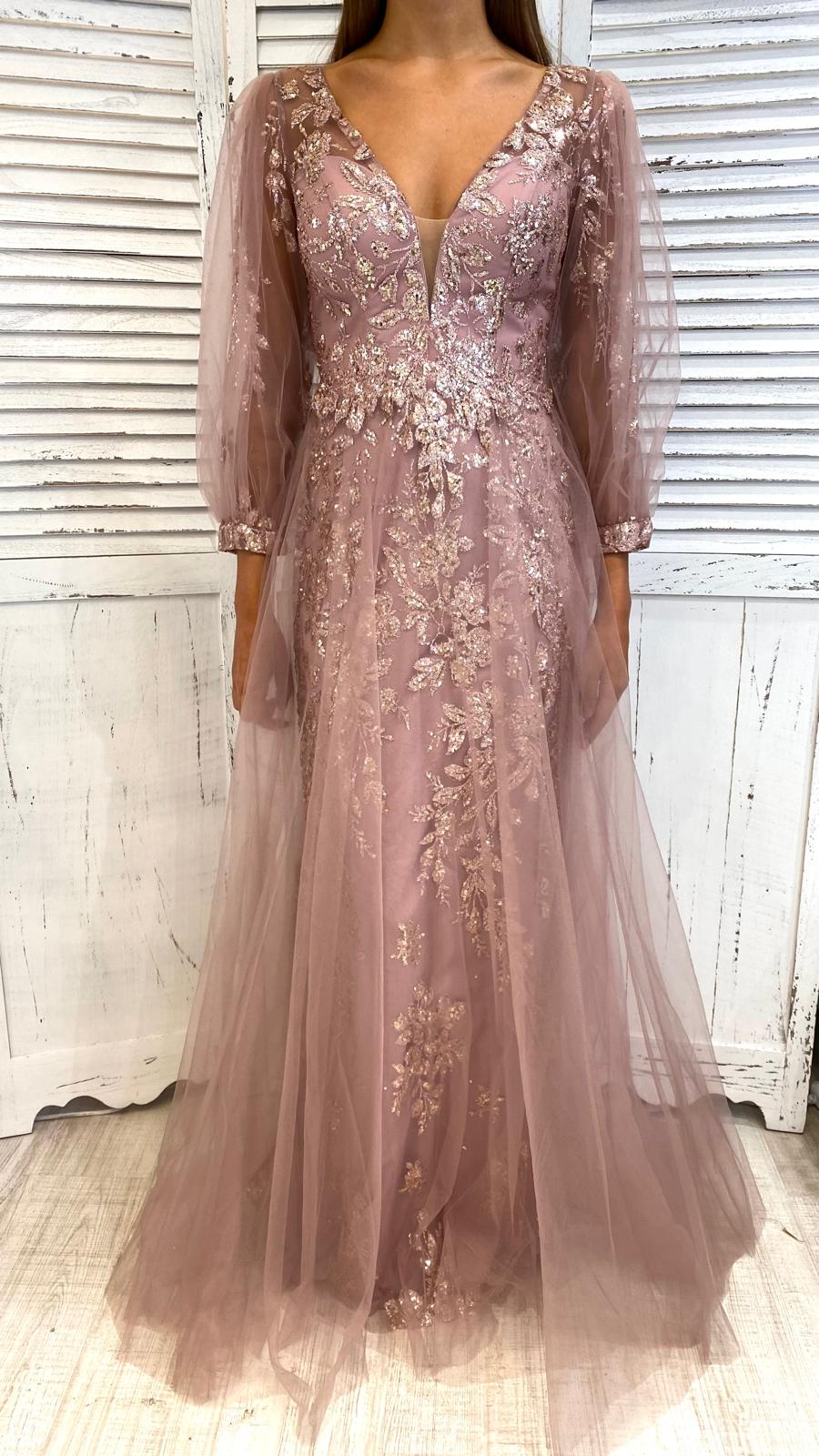 Abito Glitter Maniche Lunghe – Nanà Abbigliamento