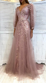 Abito Glitter Maniche Lunghe