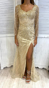 Abito Sirena Paillettes Oro