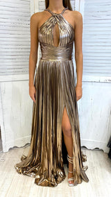 Abito Metallizzato Plissettato