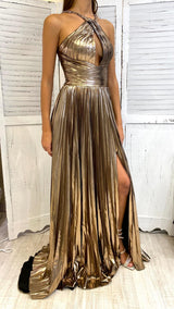 Abito Metallizzato Plissettato