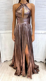 Abito Metallizzato Plissettato