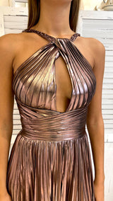 Abito Metallizzato Plissettato