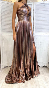 Abito Metallizzato Plissettato