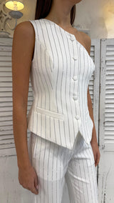 Gilet Monospalla Gessato Diamanti