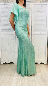 ABITO VERDE ACQUA CON PAILLETTES BY STRAVAGANZE