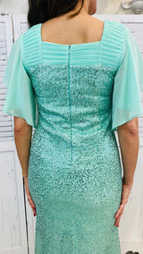 ABITO VERDE ACQUA CON PAILLETTES BY STRAVAGANZE