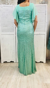 ABITO VERDE ACQUA CON PAILLETTES BY STRAVAGANZE