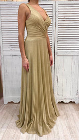 ABITO ORO CON GONNA PLISSETTATA