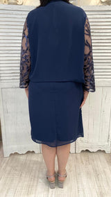 Abito Curvy Corto con Corpetto Ricamato e Giacchina by Solo Gioie