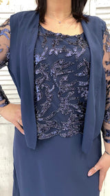 Abito Curvy Corto con Corpetto Ricamato e Giacchina by Solo Gioie
