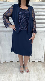 Abito Curvy Corto con Corpetto Ricamato e Giacchina by Solo Gioie