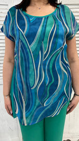 Tuta Curvy Verde con Casacca Fantasia by Solo Gioie