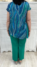 Tuta Curvy Verde con Casacca Fantasia by Solo Gioie