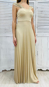 Abito Lurex con Gonna e Spalline Plissettate by Nadine