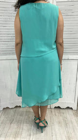 Abito Curvy Corto a Balze con Pannello Paillettato Centrale by Solo Gioie