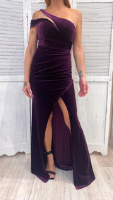 Abito in Velluto Mono Spalla by ViaMontenapoleone