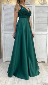 Abito con Corpetto in Pizzo e Gonna in Raso by ViaMontenapoleone