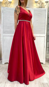 Abito Princess in Raso Rosso by Via Montenapoleone