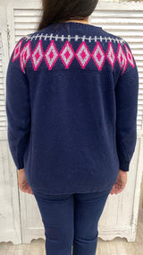 Maglione Blu con Rombi Fuxia by Corte dei Gonzaga