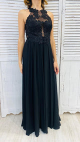 Abito Nero Corpetto Pizzo Vogatore by Via Montenapoleone