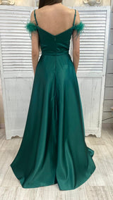 Abito in Raso con Piume by ViaMontenapoleone