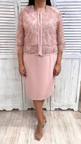 Tubino Curvy Rosa con Giacchino by Solo Gioie